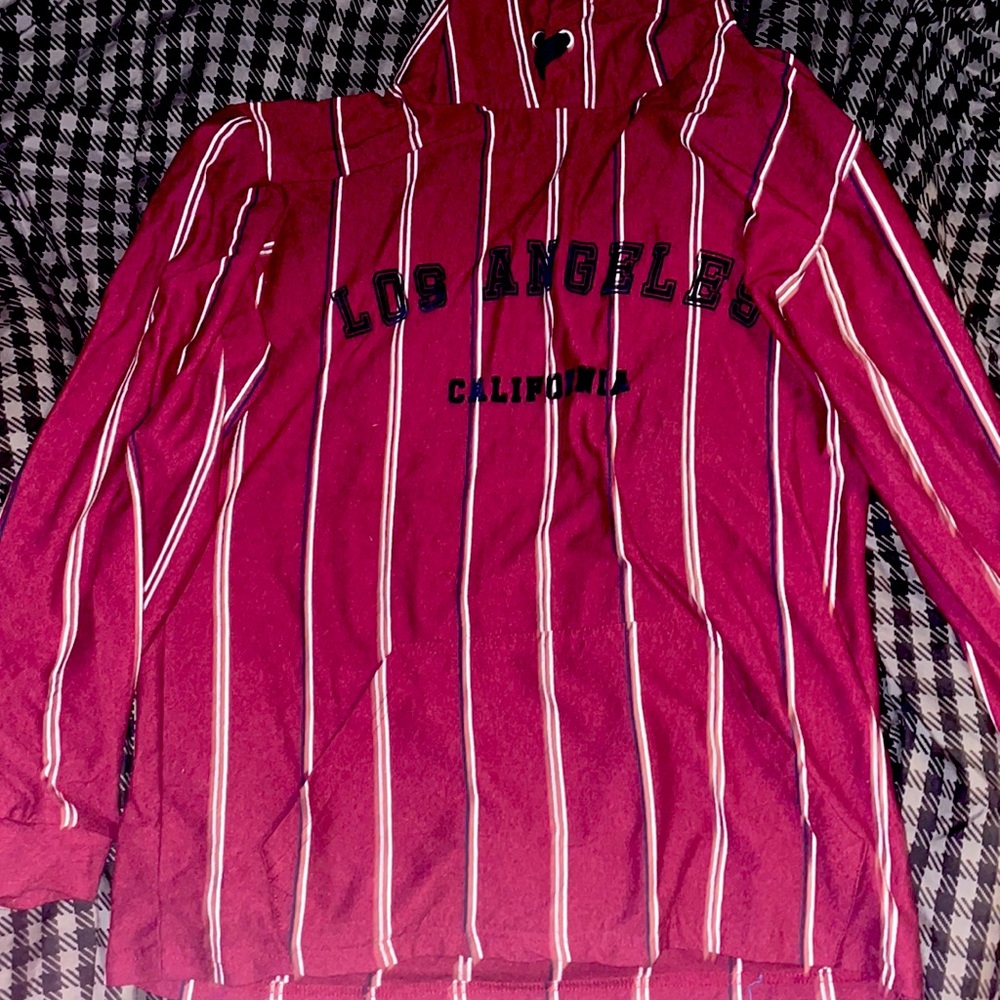 Los Angeles California Red and White Hoodie